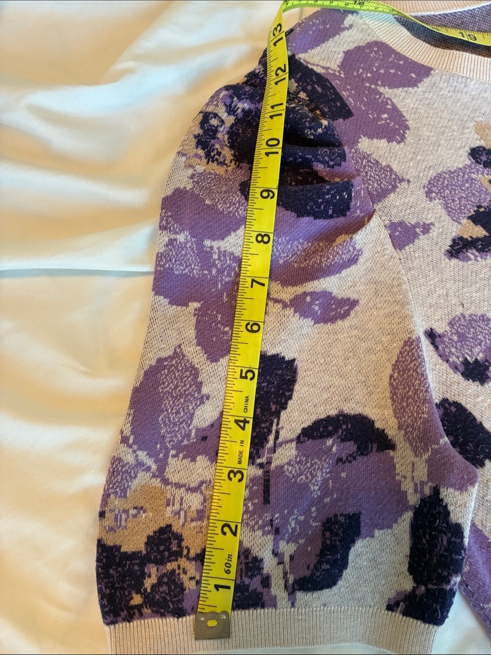 Chico's Purple Floral Short Sleeve Sweater - Picture 4 of 6